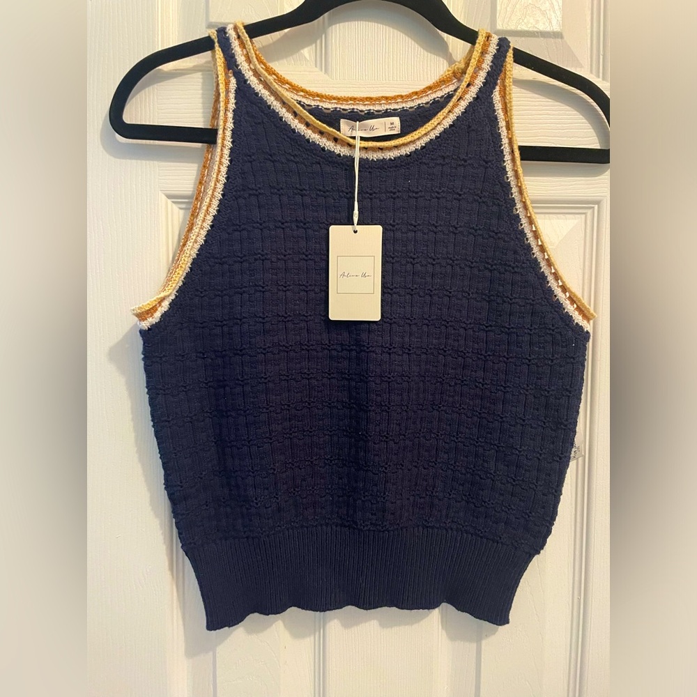 Navy Blue Sleeveless Knit Top